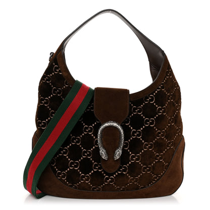 Gucci Velvet GG Monogram Web Medium Dionysus Hobo Brown 1 of 10