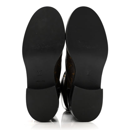 Louis Vuitton Calfskin Monogram Wonderland Flat Ranger Boots 38 Black 6 of 7