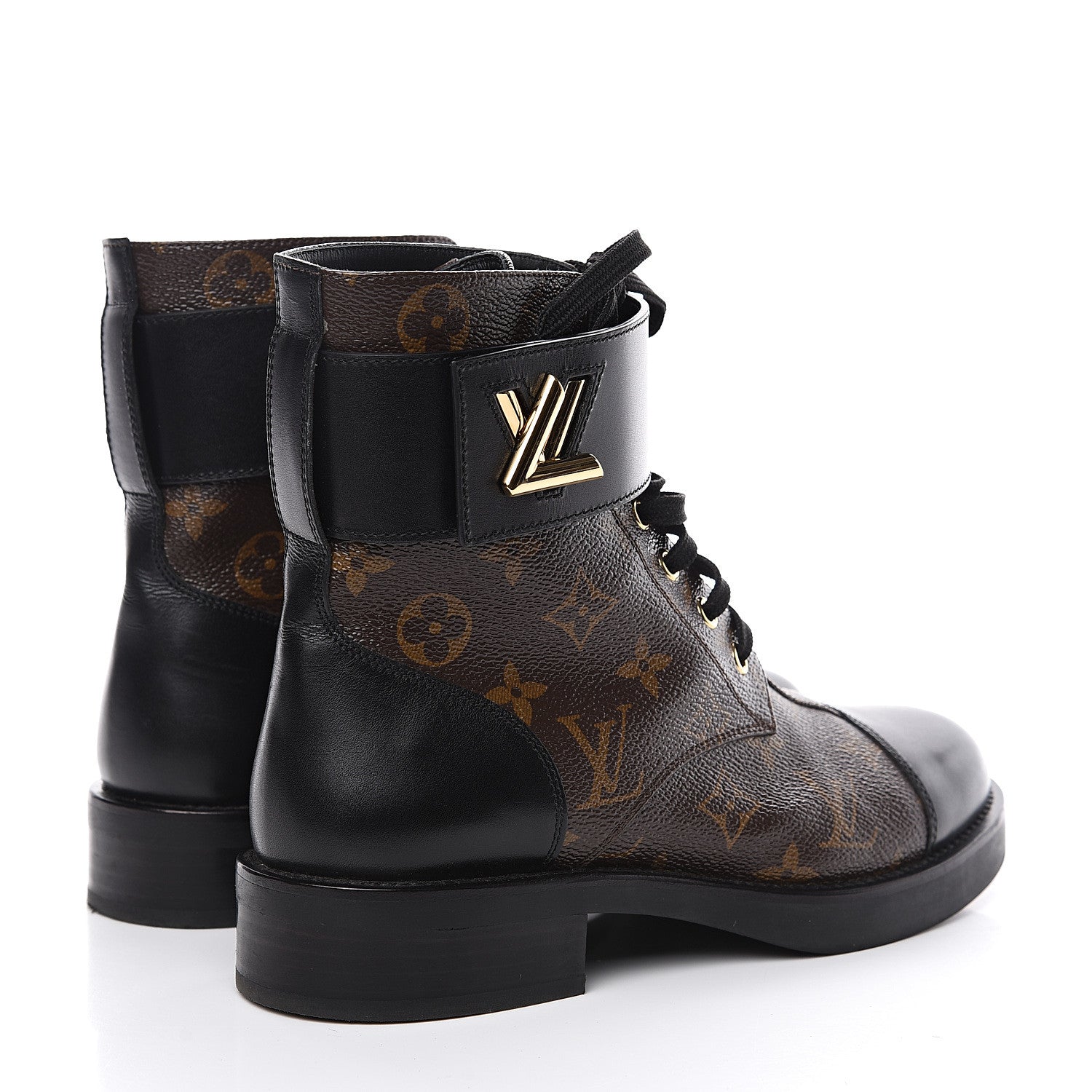 Louis Vuitton Calfskin Monogram Wonderland Flat Ranger Boots 37.5 Black 4 of 10