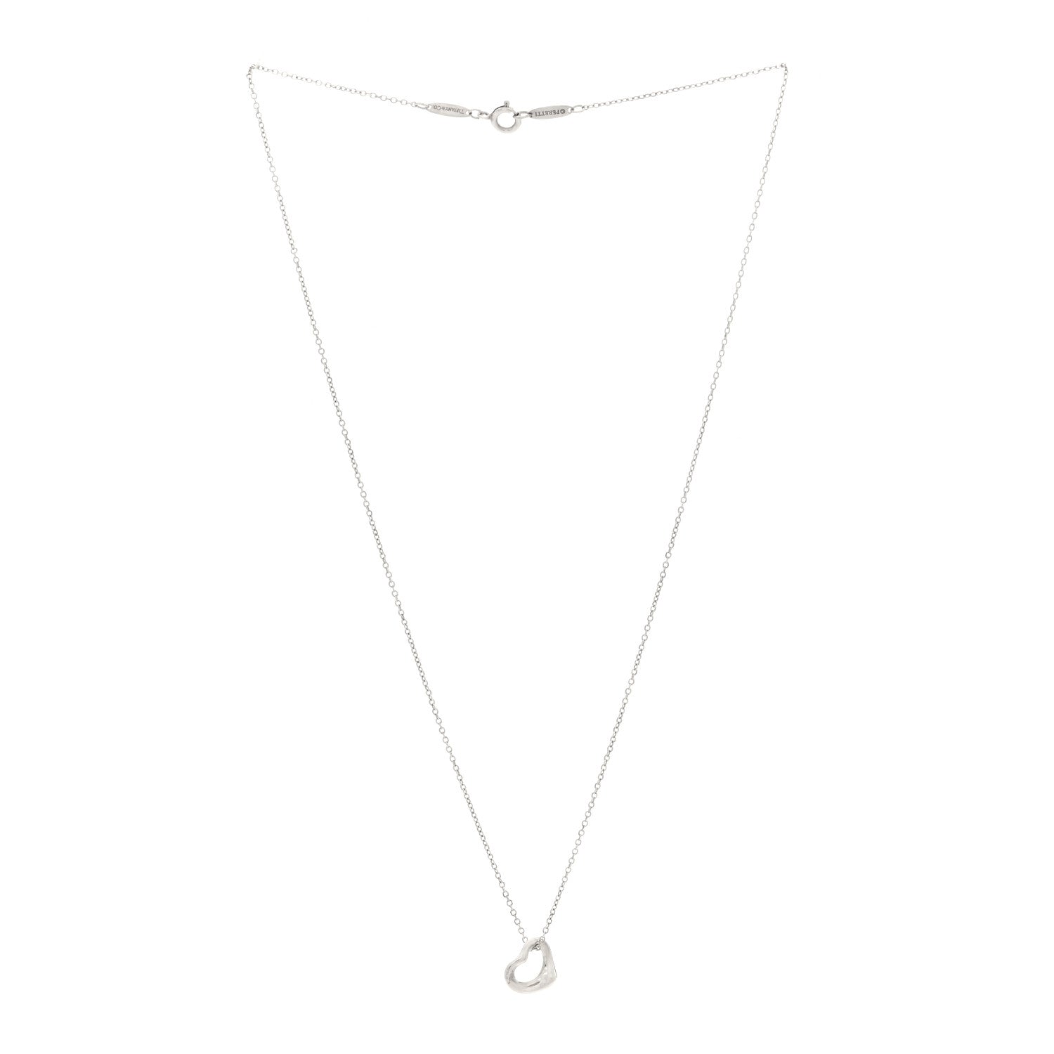 Tiffany Sterling Silver 11mm Elsa Peretti Open Heart Pendant Necklace 3 of 5