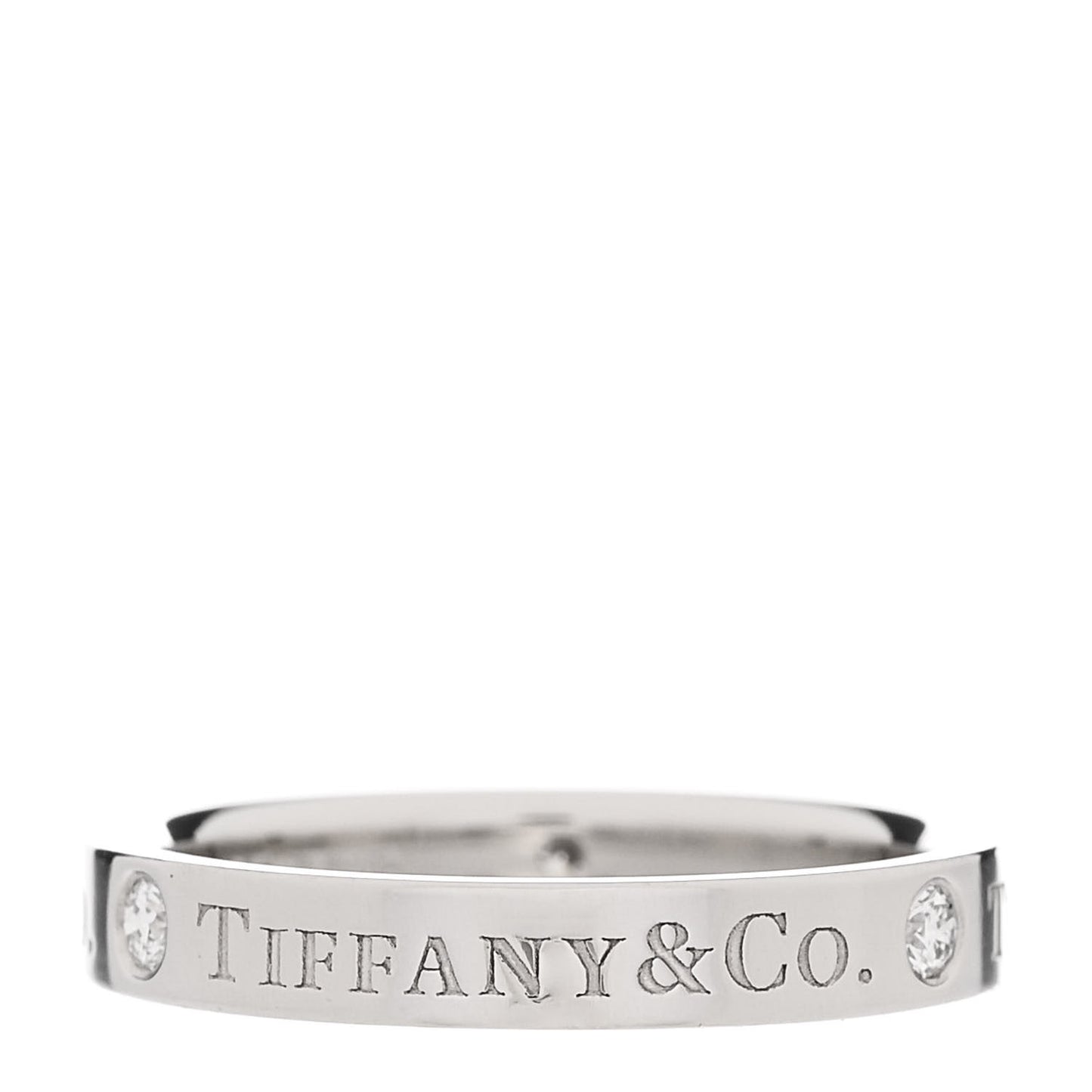 Platinum Diamond Logo Band Ring 49 5