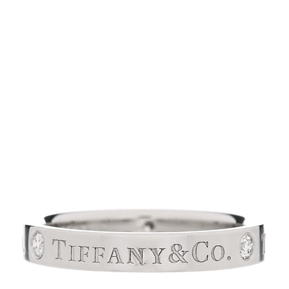 Tiffany Platinum Diamond Logo Band Ring 49 5 3 of 4