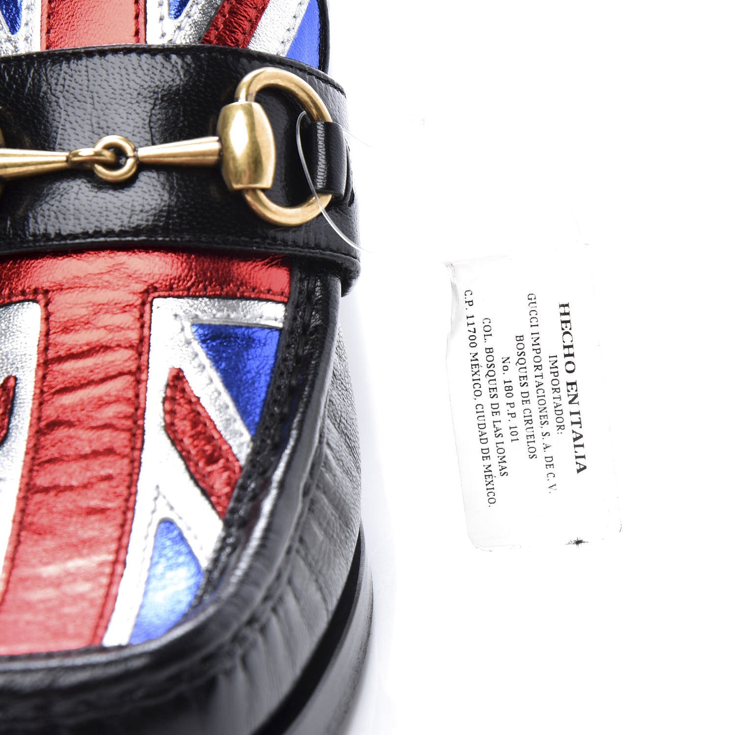 Lambskin Union Jack Horsebit Loafer Pumps 35.5 Black