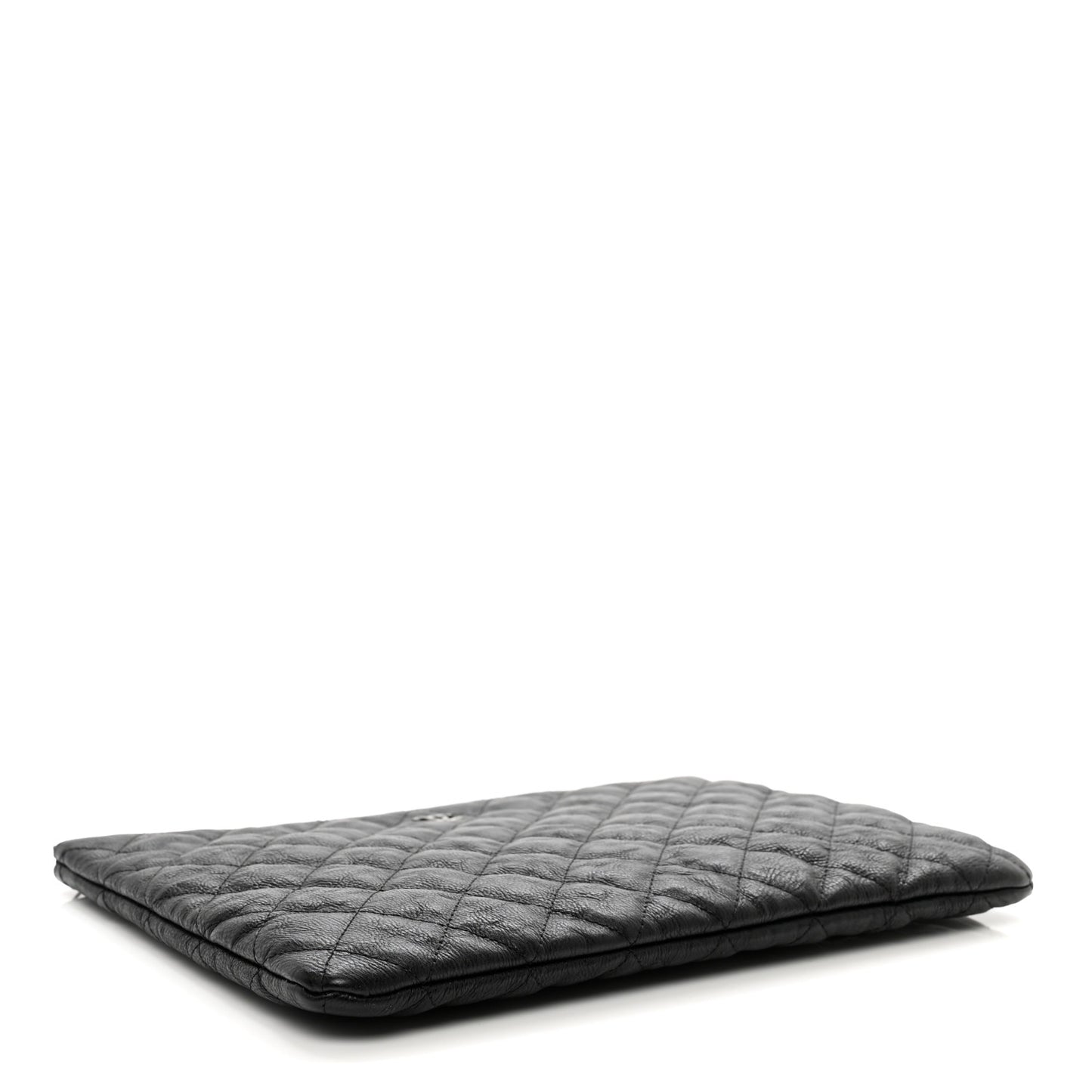 Crumpled Calfskin Quilted Medium Cosmetic Case So Black
