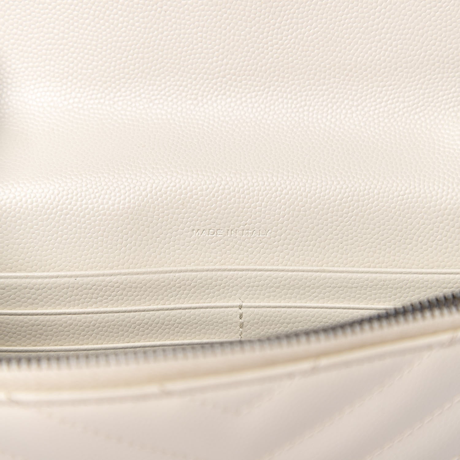 Saint Laurent Grain De Poudre Matelasse Chevron Monogram Envelope Chain Wallet Dove White 5 of 9