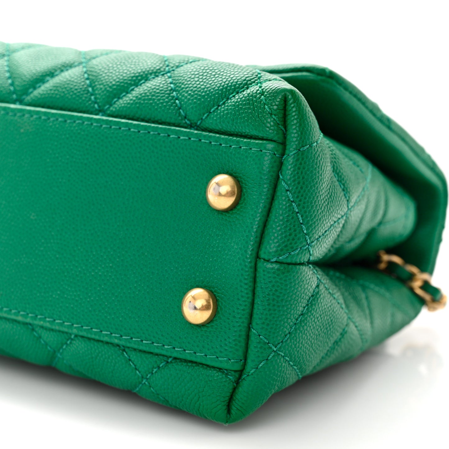 Caviar Quilted Mini Coco Handle Flap Green
