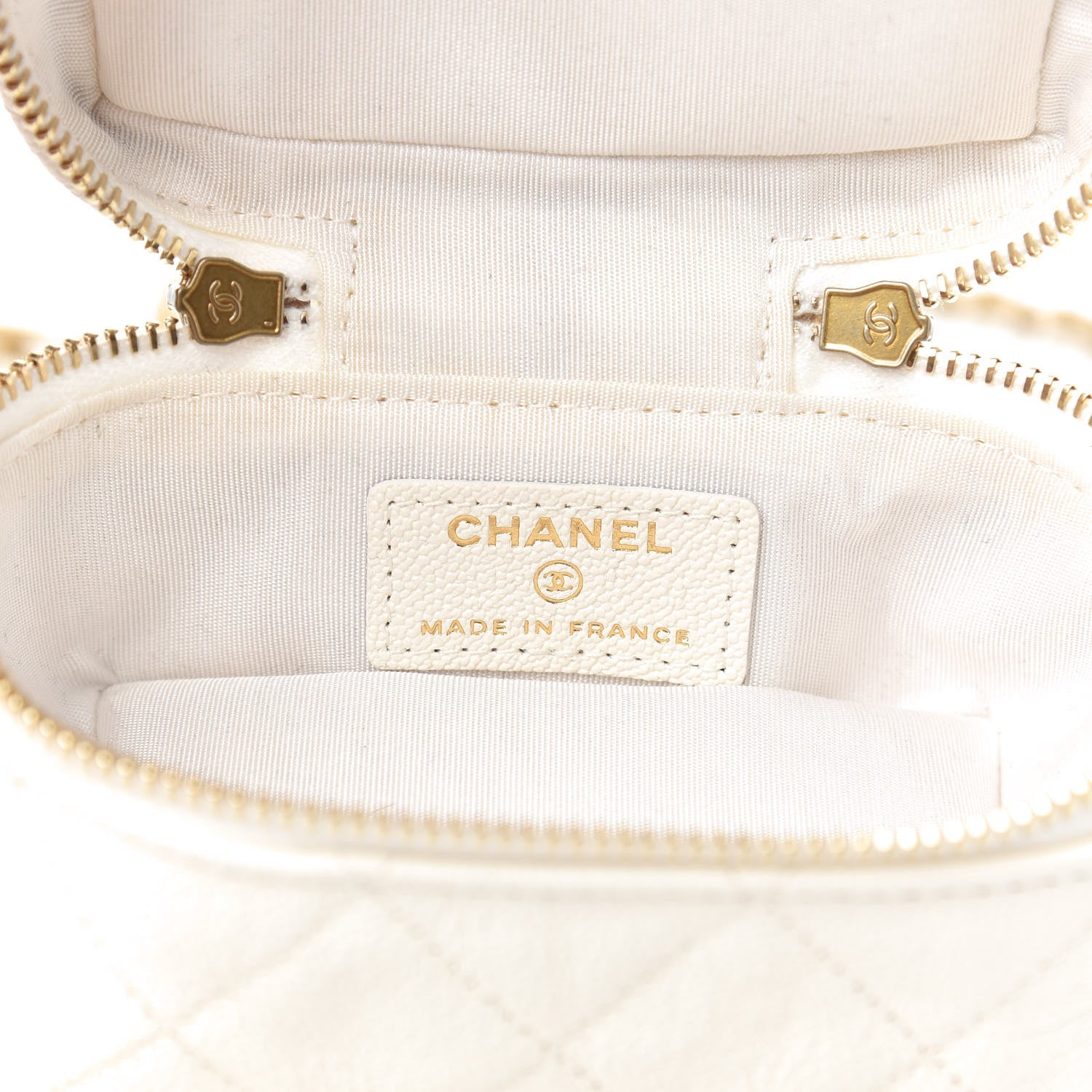 Chanel Caviar Quilted Mini Top Handle Vanity With Chain White 6 of 10