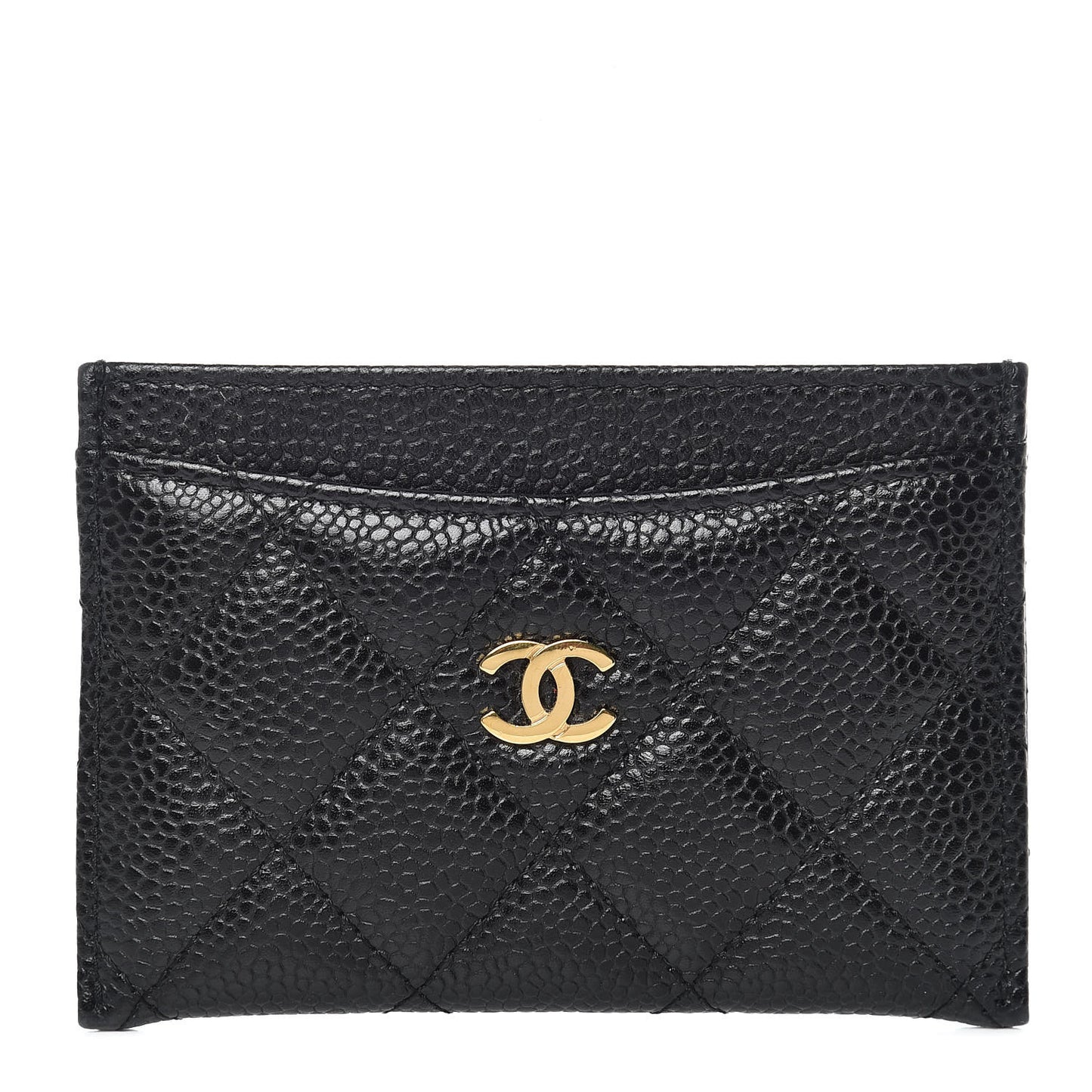Caviar Quilted Card Holder Black
