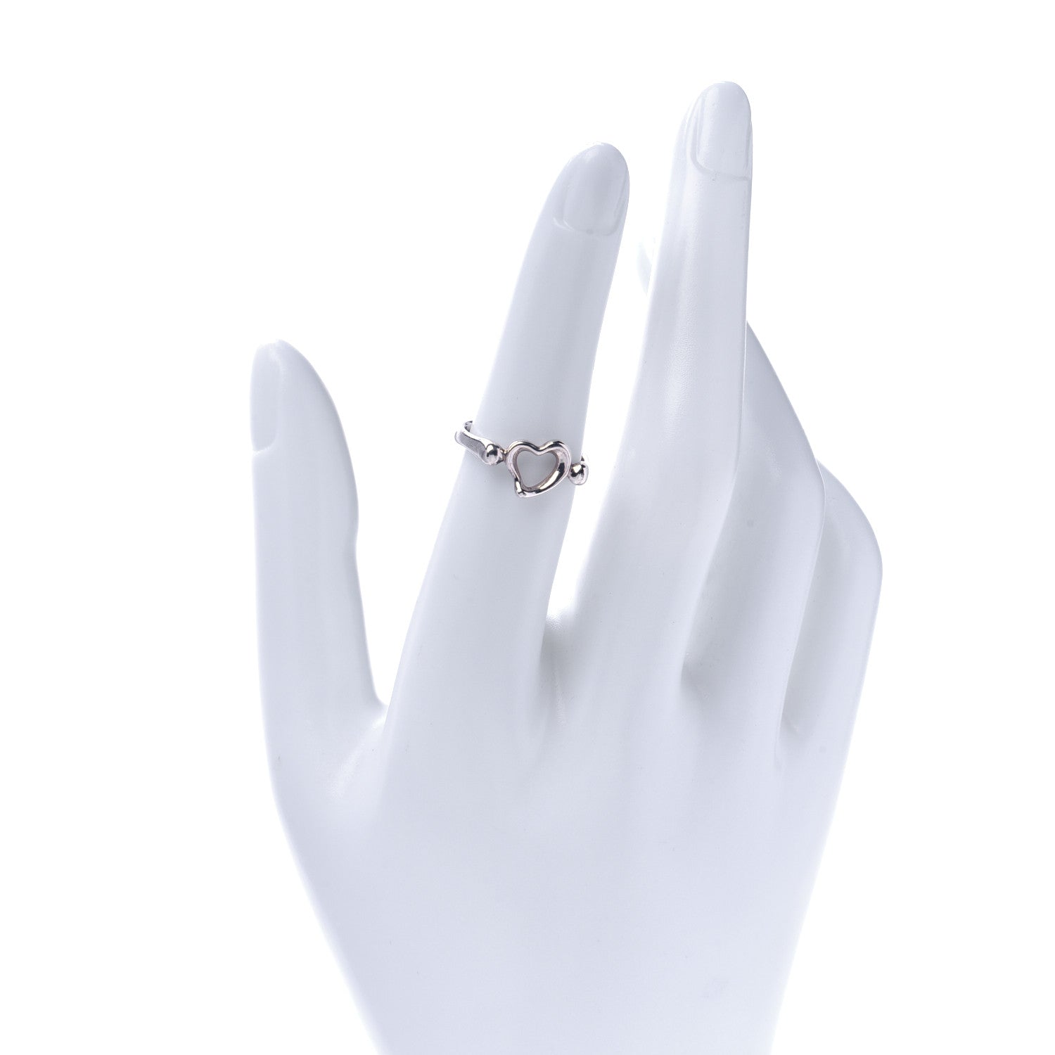 Tiffany Sterling Silver Elsa Peretti Open Heart Ring 50 5.25 2 of 6