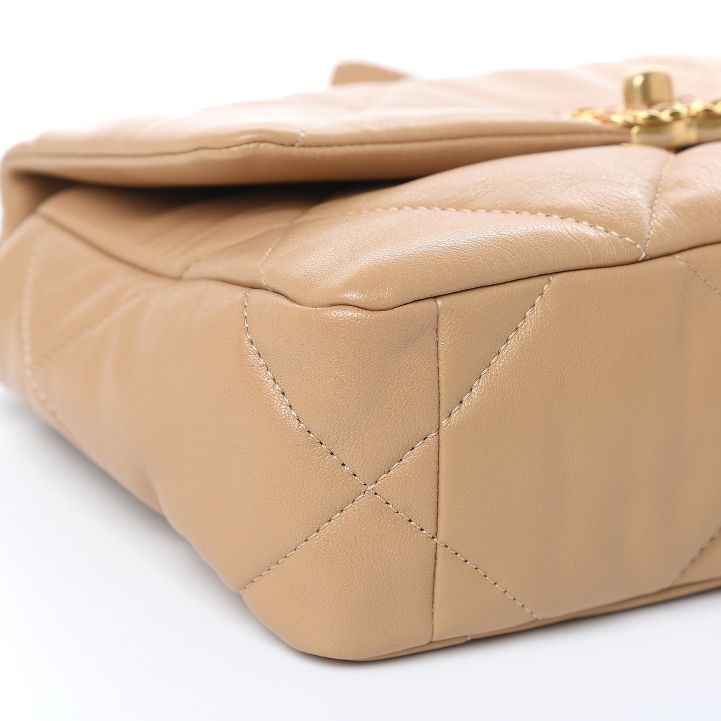 Lambskin Quilted Medium 19 Flap Dark Beige