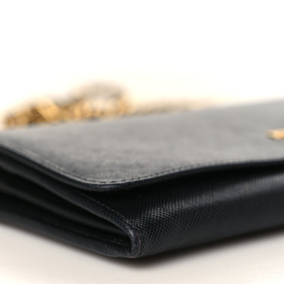 Prada Saffiano Metal Oro Chain Wallet Black 8 of 10