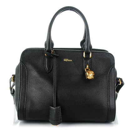 Alexander McQueen Pebbled Calfskin Small Skull Padlock Zip Around Tote Black 1 of 7