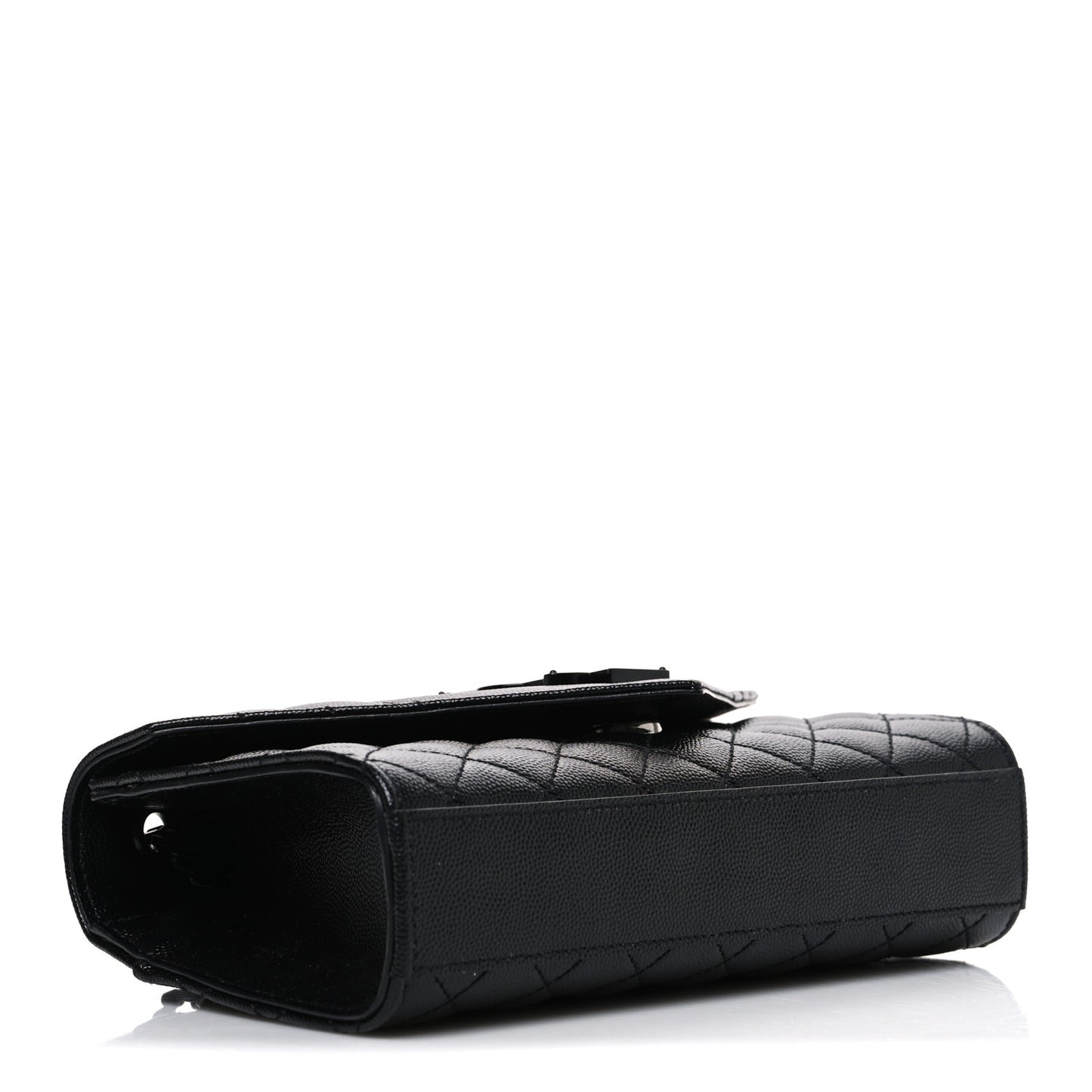 Grain De Poudre Textured Mixed Matelasse Triquilt Small Monogram Monochrome Satchel Black