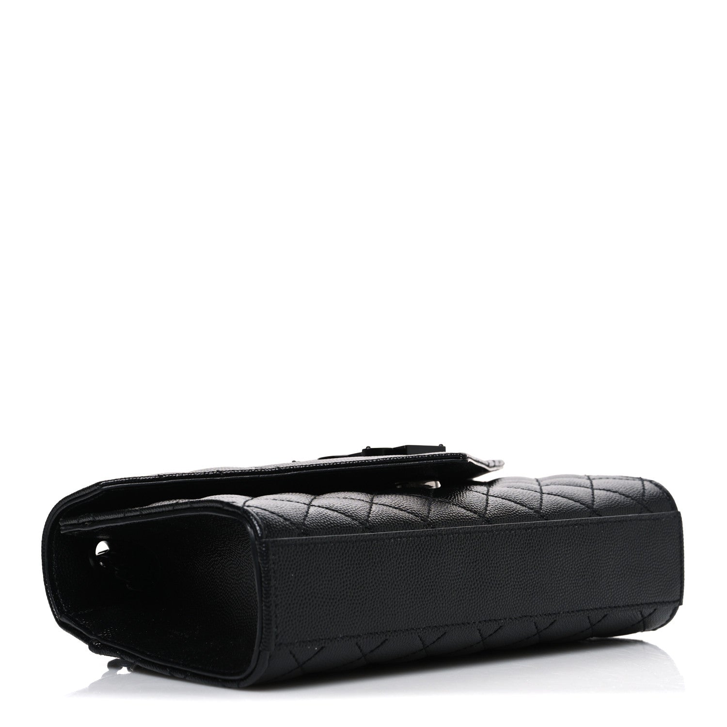 Saint Laurent Grain De Poudre Textured Mixed Matelasse Triquilt Small Monogram Monochrome Satchel Black 4 of 11