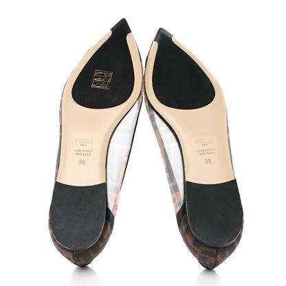 Fendi Mesh FF Skimmer Ballerina Flats 38 Tobacco Moro Black 5 of 7