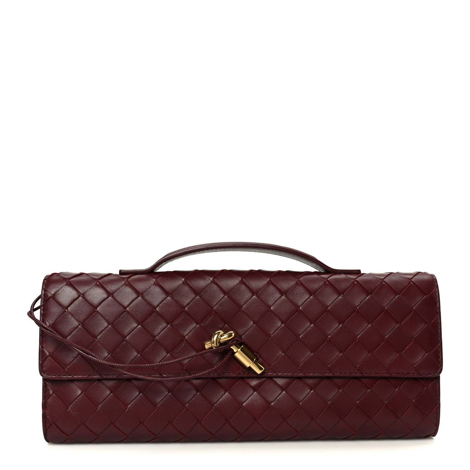 Bottega Veneta Nappa Intrecciato Long Andiamo Top Handle Clutch Barolo 1 of 10
