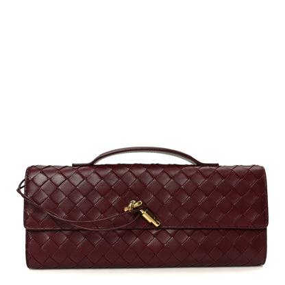 Bottega Veneta Nappa Intrecciato Long Andiamo Top Handle Clutch Barolo 1 of 10