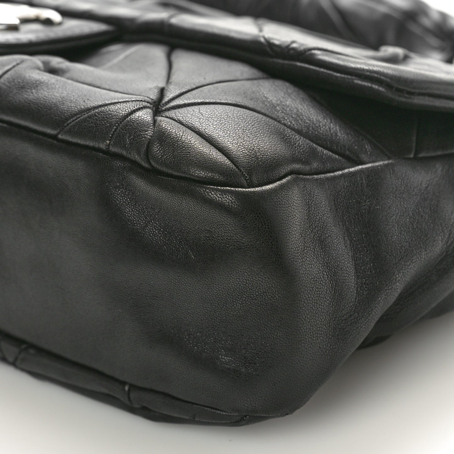 Lambskin Quilted Soft Squares Origami Flap Black