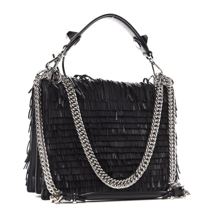 Fendi Vitello Century Opaco Monster Eyes Fringe Studded Kan I Shoulder Bag Black 3 of 7