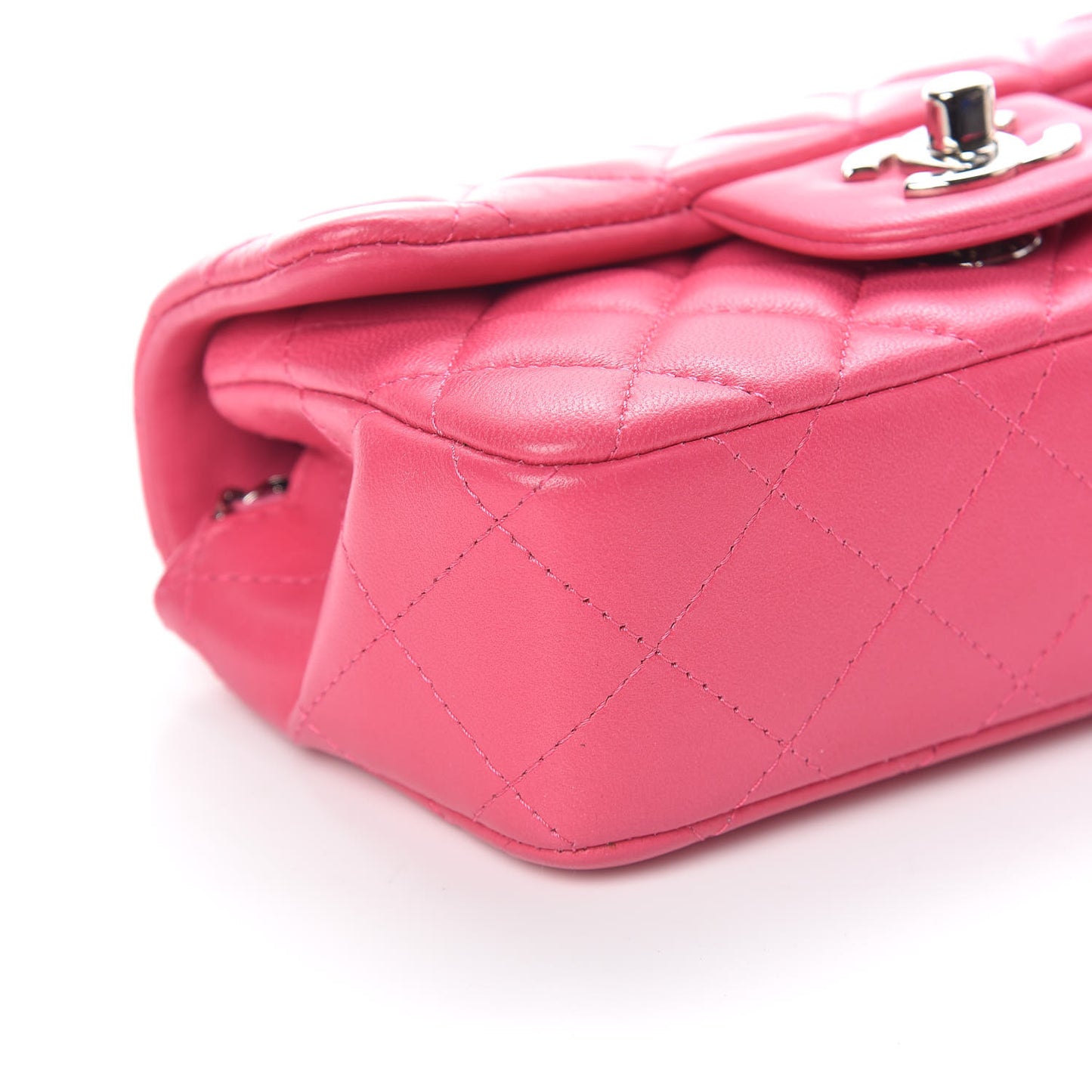 Lambskin Quilted Extra Mini Flap Dark Pink