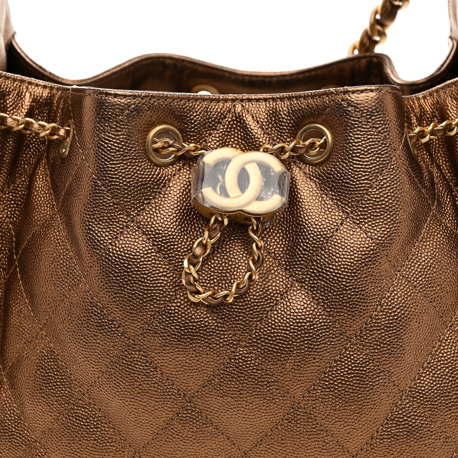 Chanel Metallic Caviar Quilted Small Chanel 25 Handbag Bronze