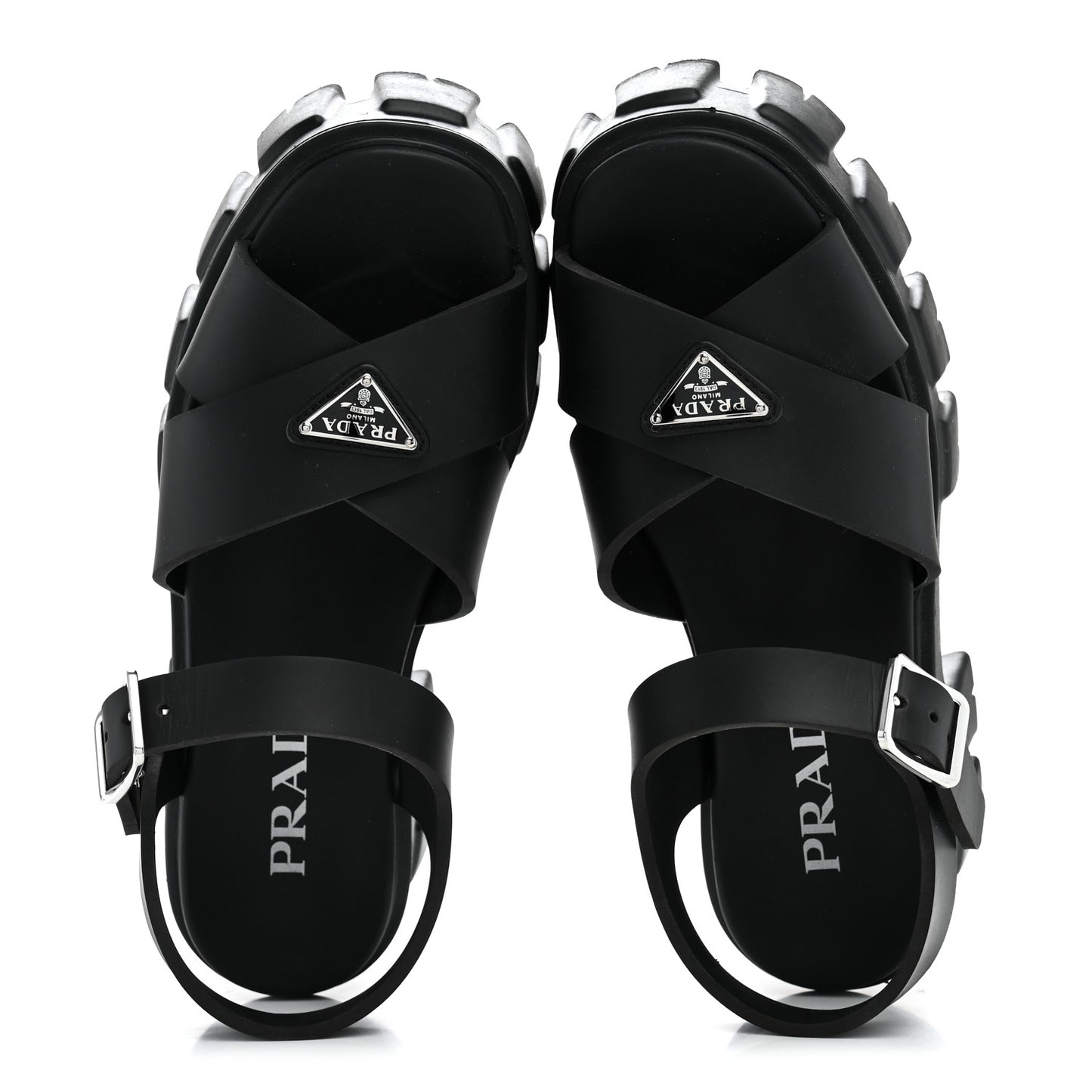 Foam Rubber Metal Triangle Logo Monolith 55mm Soft Cage Sandals 37 Black