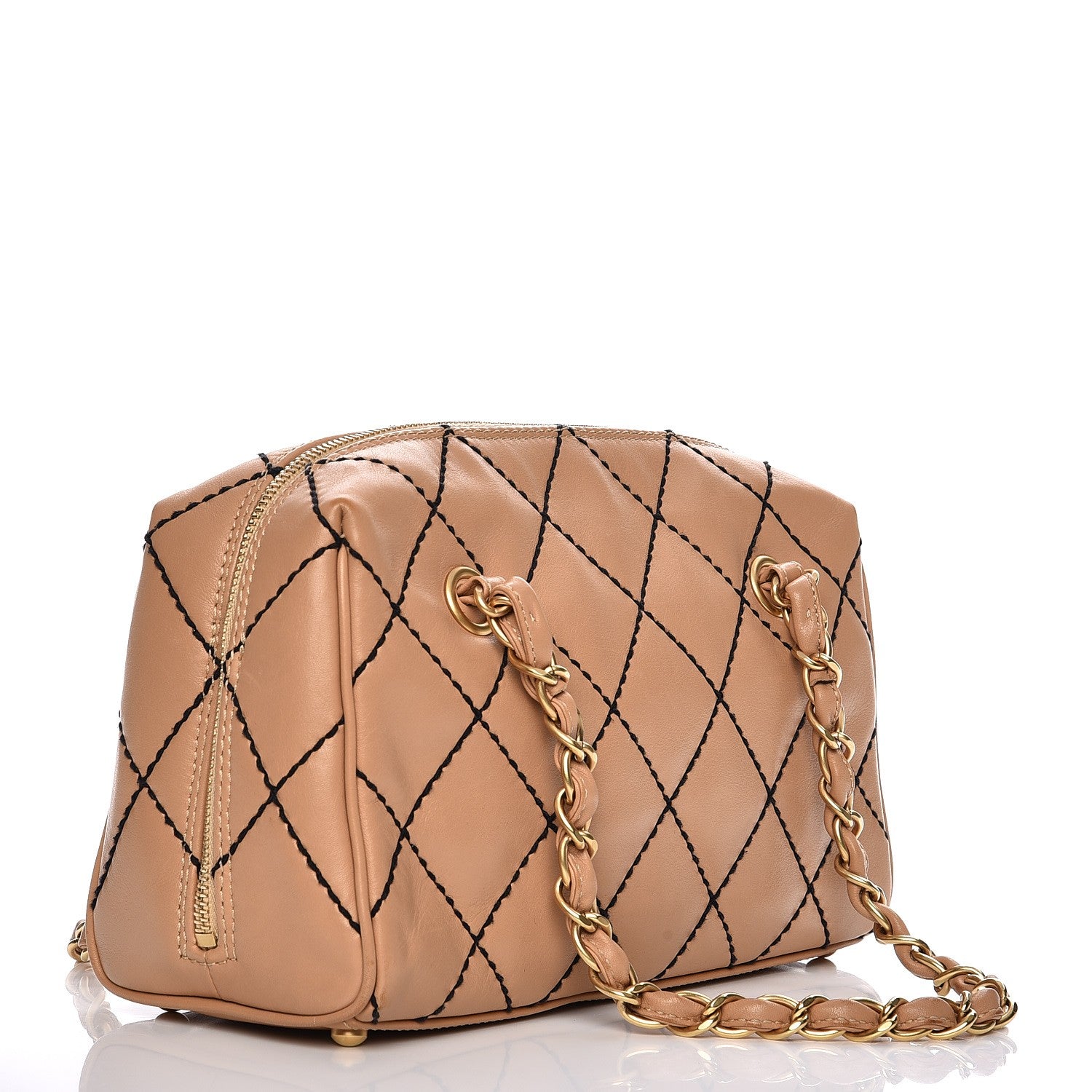 Chanel Calfskin Quilted Wild Stitch Bag Beige 3 of 15