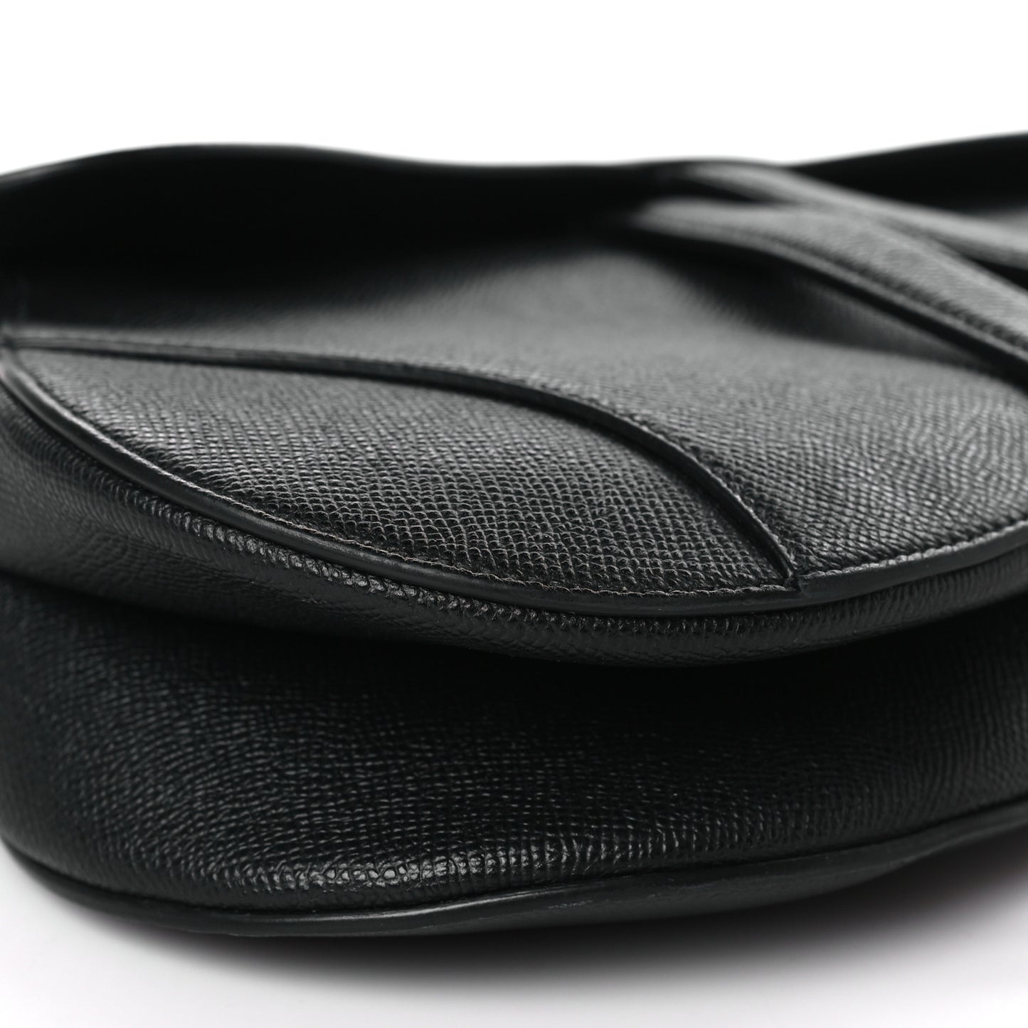 Grained Calfskin Saddle Bag Black