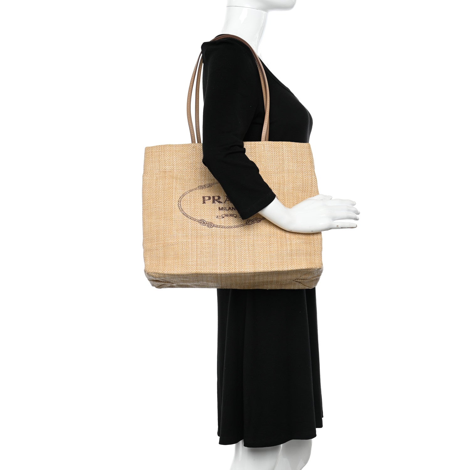 Prada Raffia Logo Tote Naturale 2 of 12