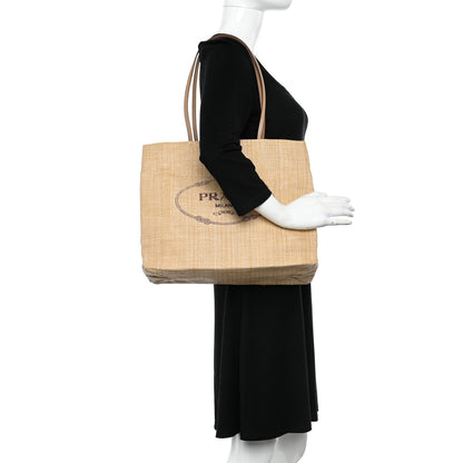 Prada Raffia Logo Tote Naturale 2 of 12