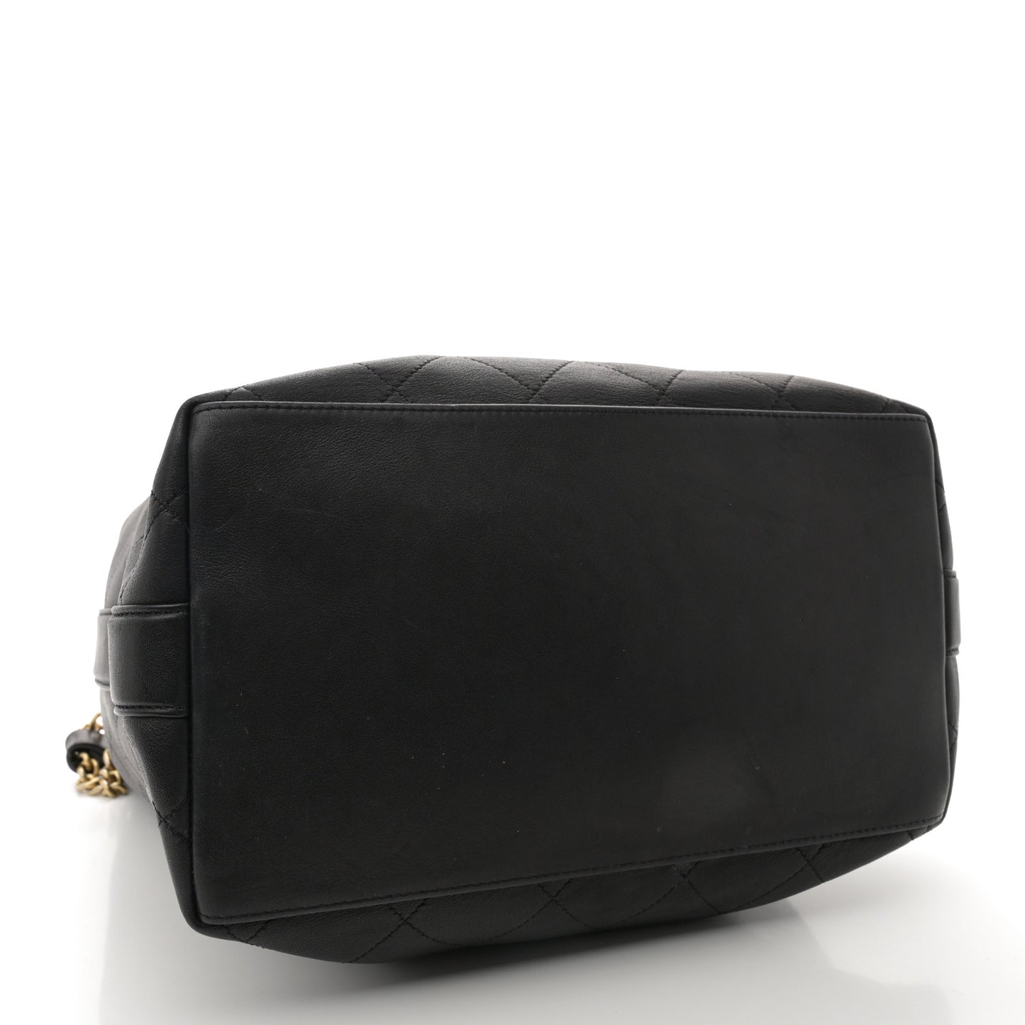 Calfskin Quilted Small On My Shoulder Drawstring Bag Black