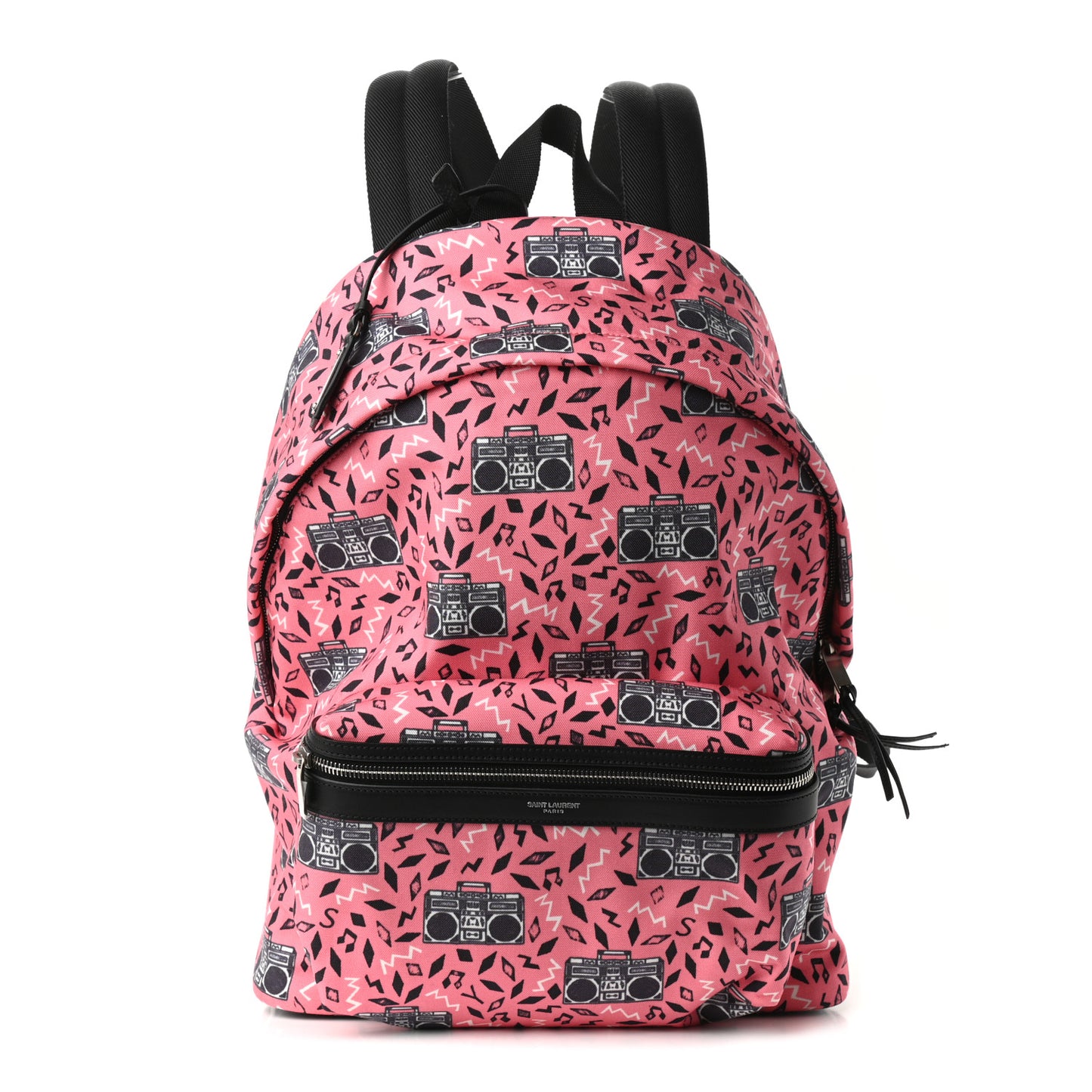 Canvas Radio Print City Backpack Pink