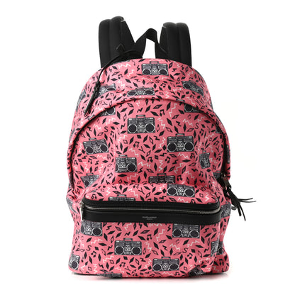 Saint Laurent Canvas Radio Print City Backpack Pink 1 of 8