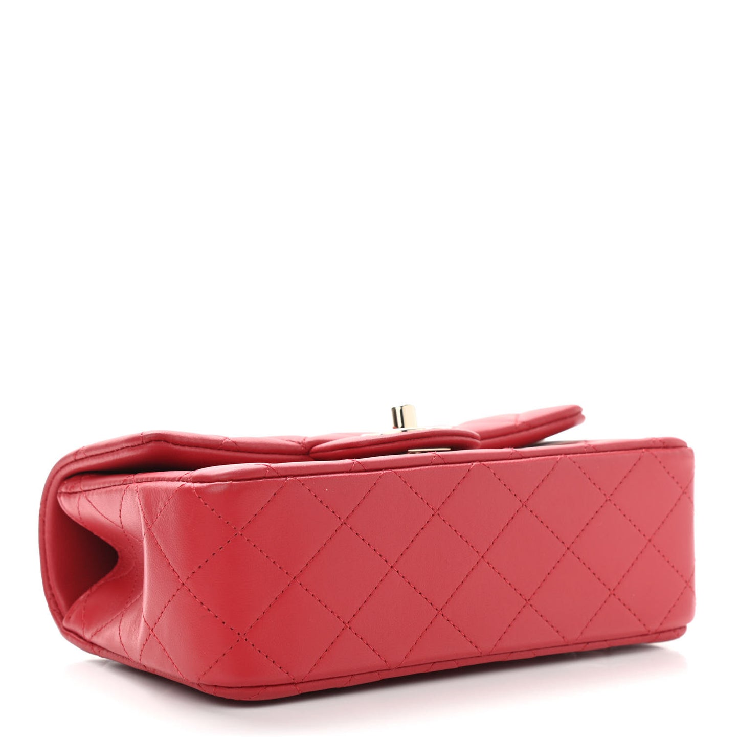 Lambskin Quilted Mini Top Handle Rectangular Flap Red