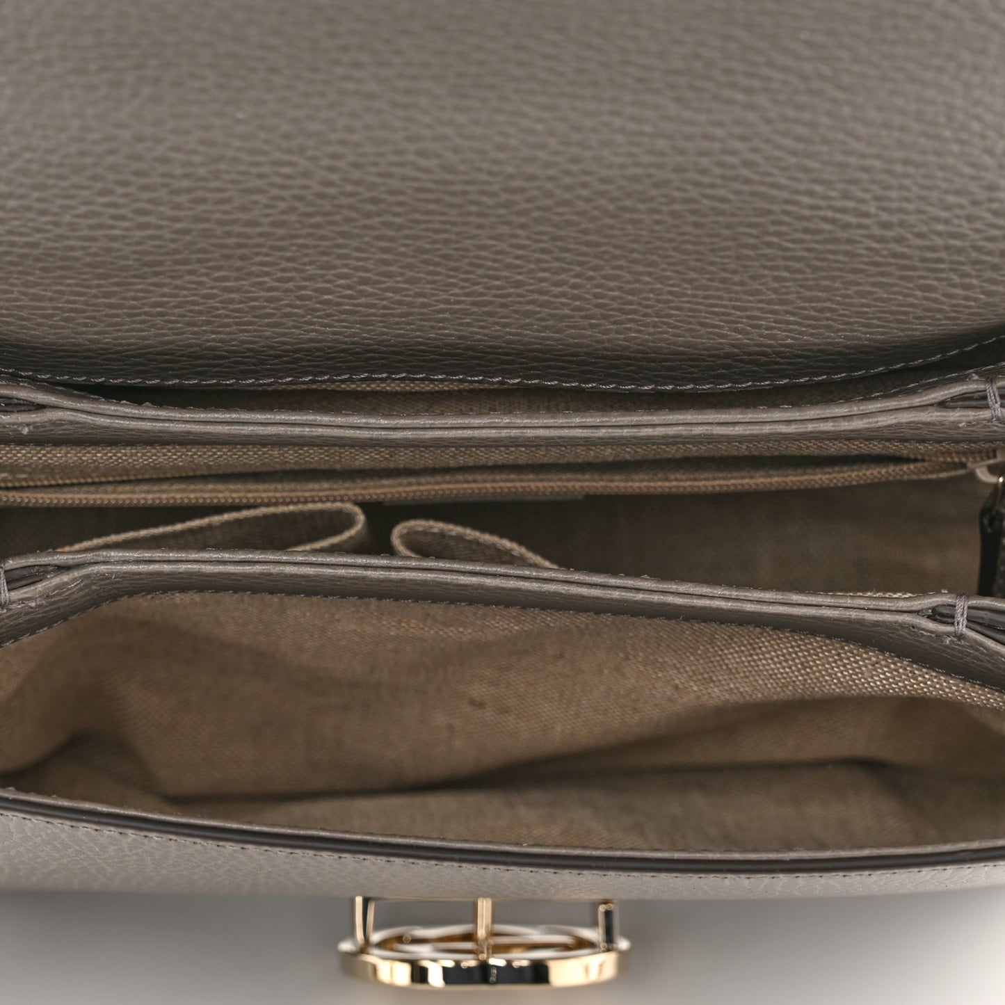 Dollar Calfskin Interlocking G Top Handle Shoulder Bag Loess