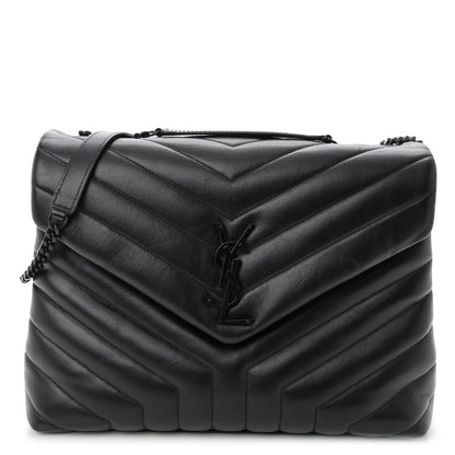 Saint Laurent Calfskin Y Quilted Monogram Monochrome Medium Loulou Chain Satchel Black 1 of 10