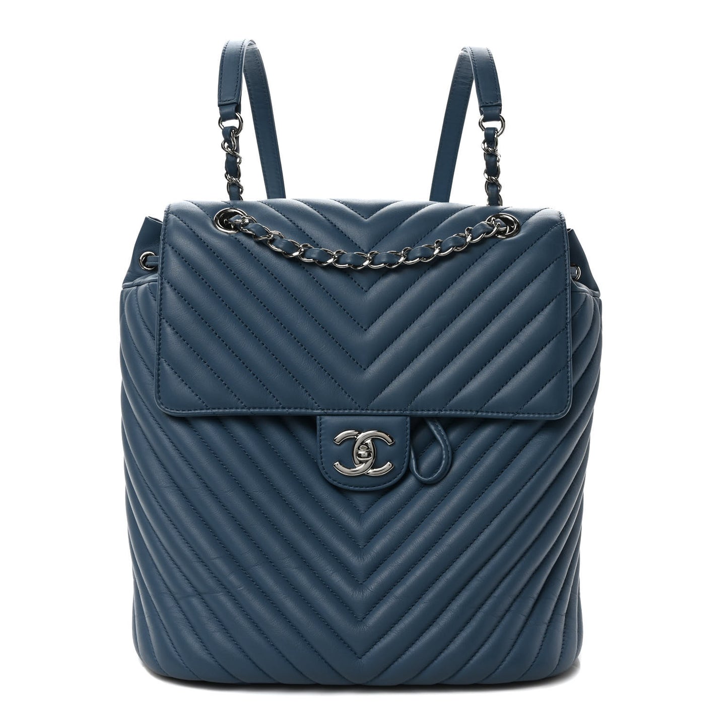 Calfskin Chevron Quilted Large Urban Spirit Backpack Light Blue