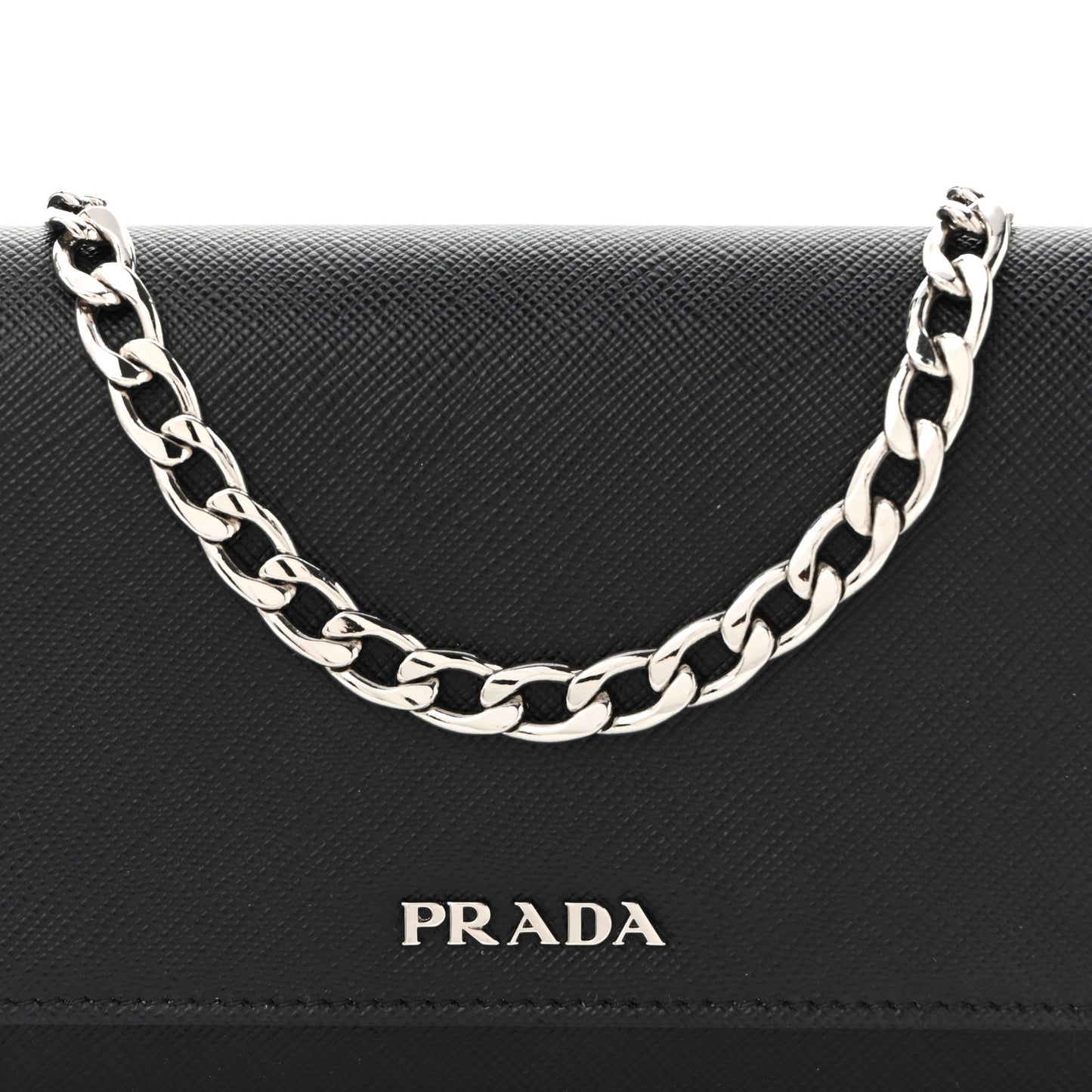 Saffiano Bi-Color Wallet On Chain Black Fuoco