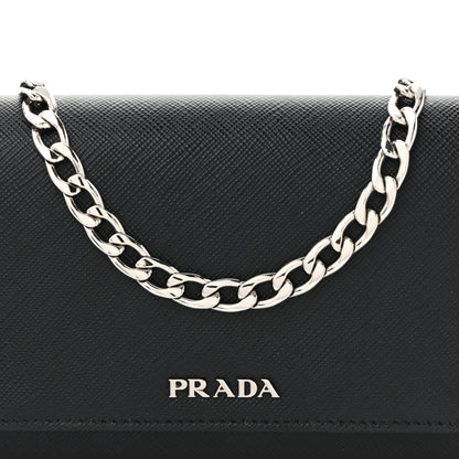 Prada Saffiano Bi-Color Wallet On Chain Black Fuoco 8 of 10