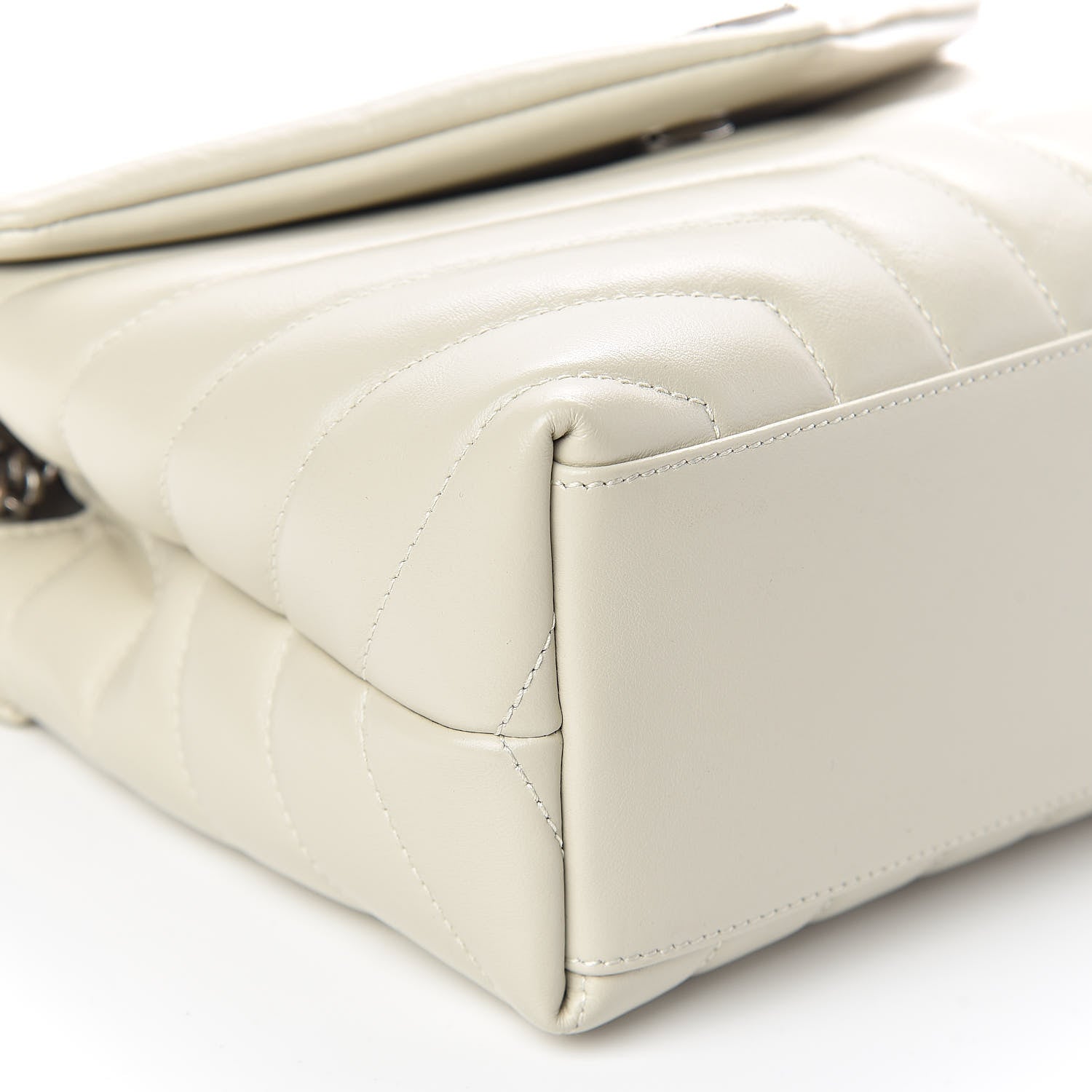 Saint Laurent Calfskin Y Quilted Monogram Small Loulou Chain Satchel Ivory 9 of 11