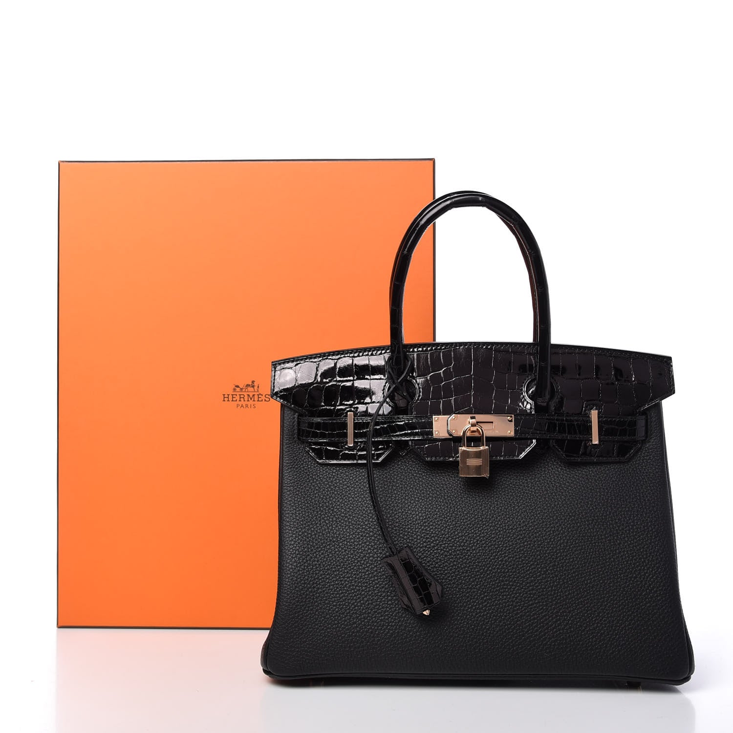 Hermes Taurillon Novillo Shiny Niloticus Crocodile Birkin Touch 30 Black 32 of 32