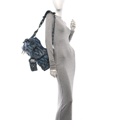 Balenciaga Denim BB Monogram Neo Cagole City Handbag Blue 2 of 10