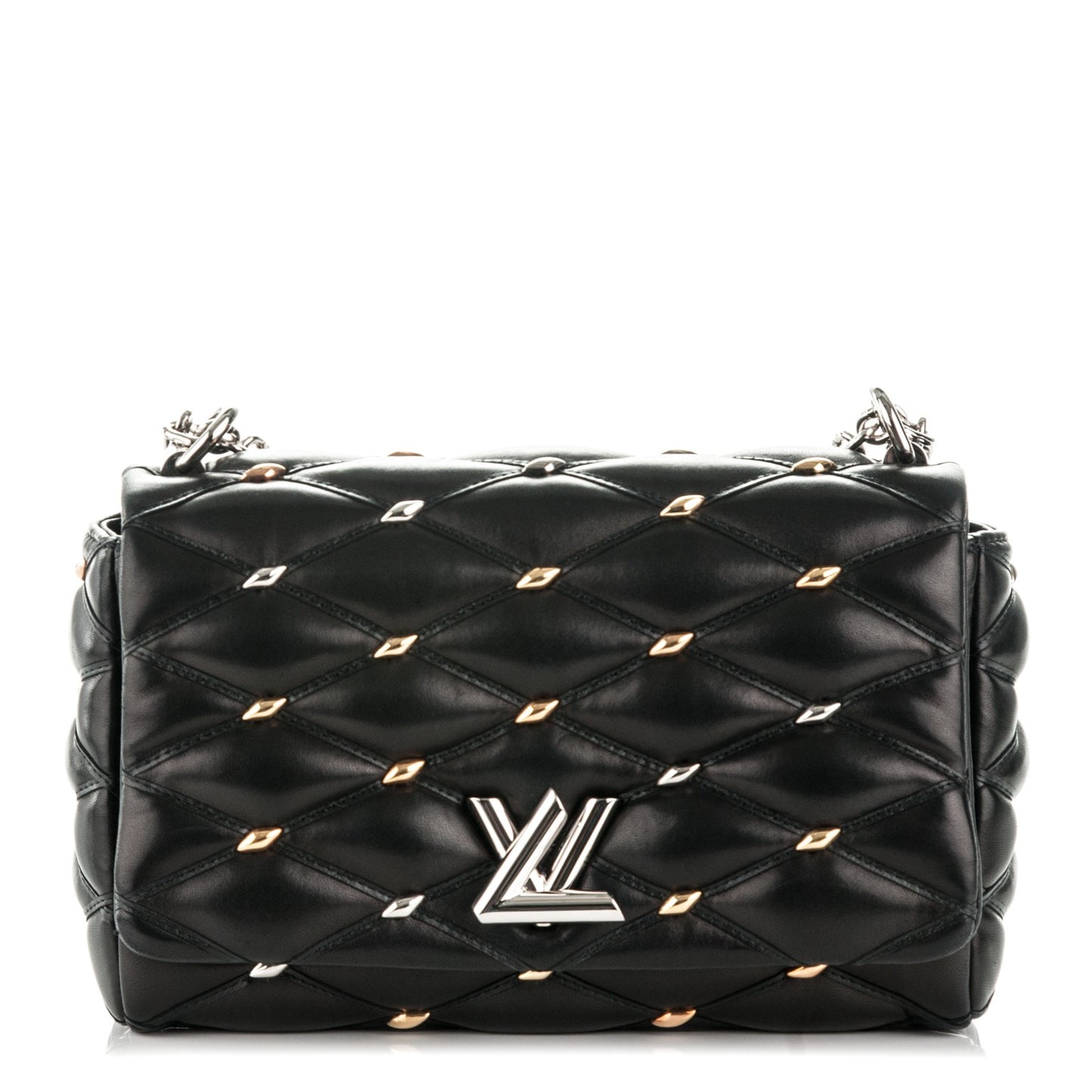 Lambskin Studded Malletage GO-14 PM Black