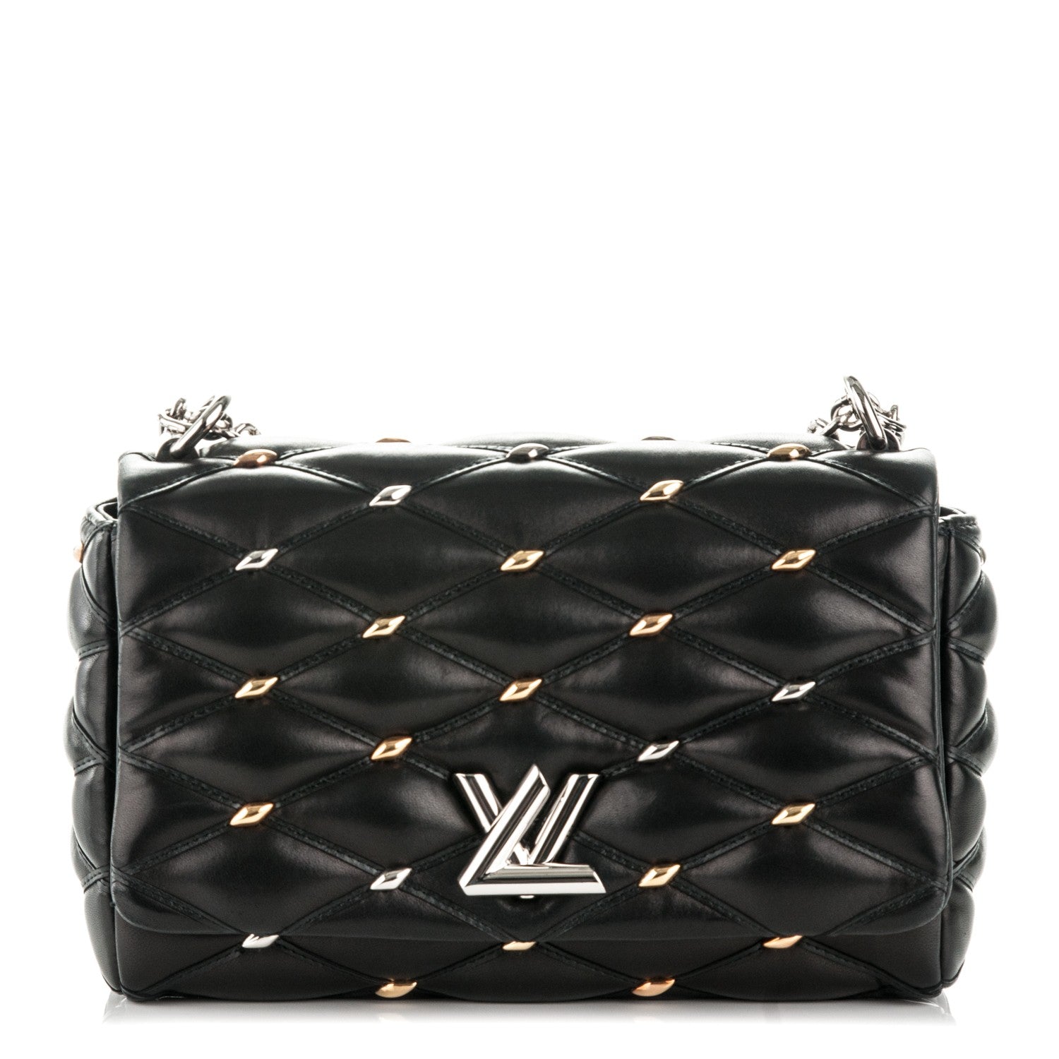 Louis Vuitton Lambskin Studded Malletage GO-14 PM Black 1 of 8