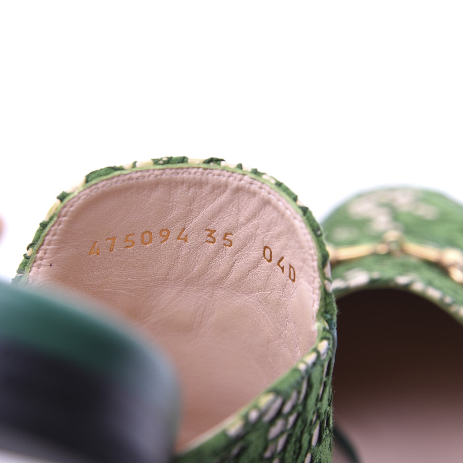 Gucci Lace Malaga Kid Womens Princetown Slippers 35 Green Grass Skin Rose 10 of 17