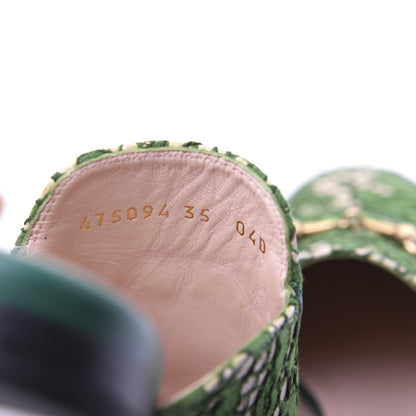 Gucci Lace Malaga Kid Womens Princetown Slippers 35 Green Grass Skin Rose 10 of 17