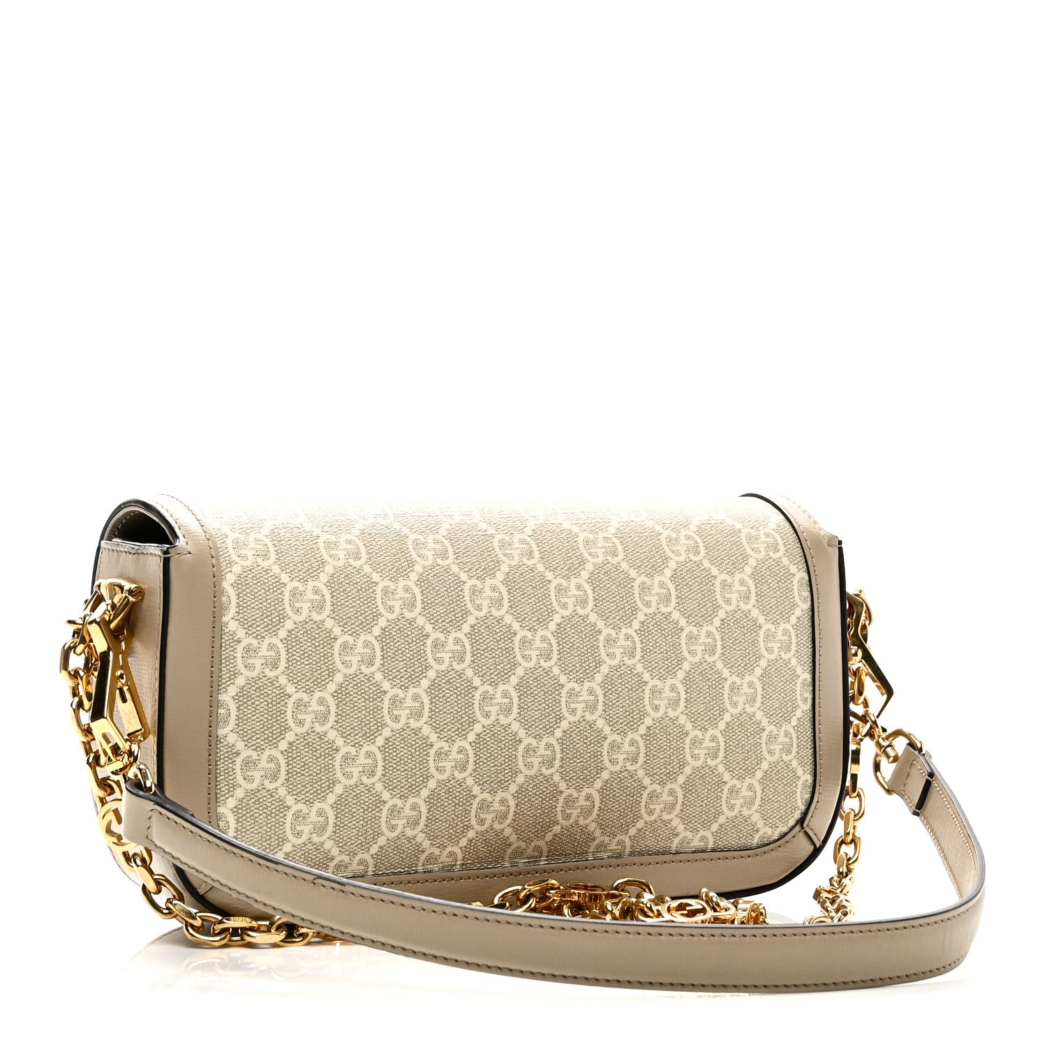 Gucci GG Supreme Monogram Small Horsebit 1955 Chain Shoulder Bag Beige Mystic White 3 of 10