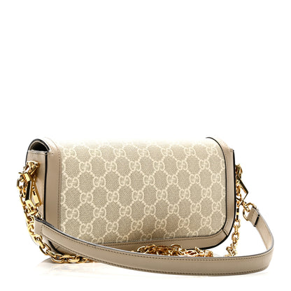 Gucci GG Supreme Monogram Small Horsebit 1955 Chain Shoulder Bag Beige Mystic White 3 of 10
