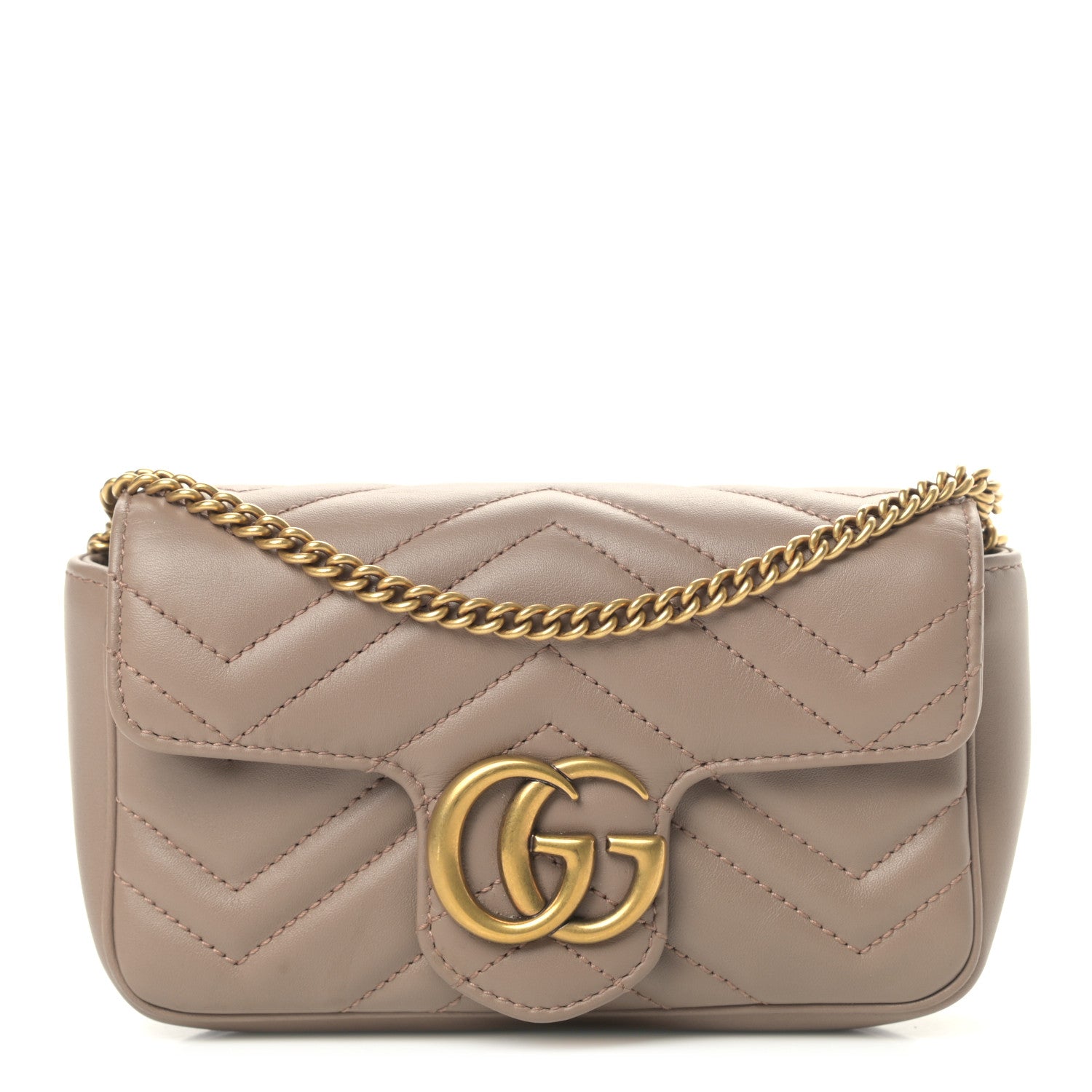 Gucci Calfskin Matelasse Super Mini GG Marmont Shoulder Bag Porcelain Rose 1 of 20
