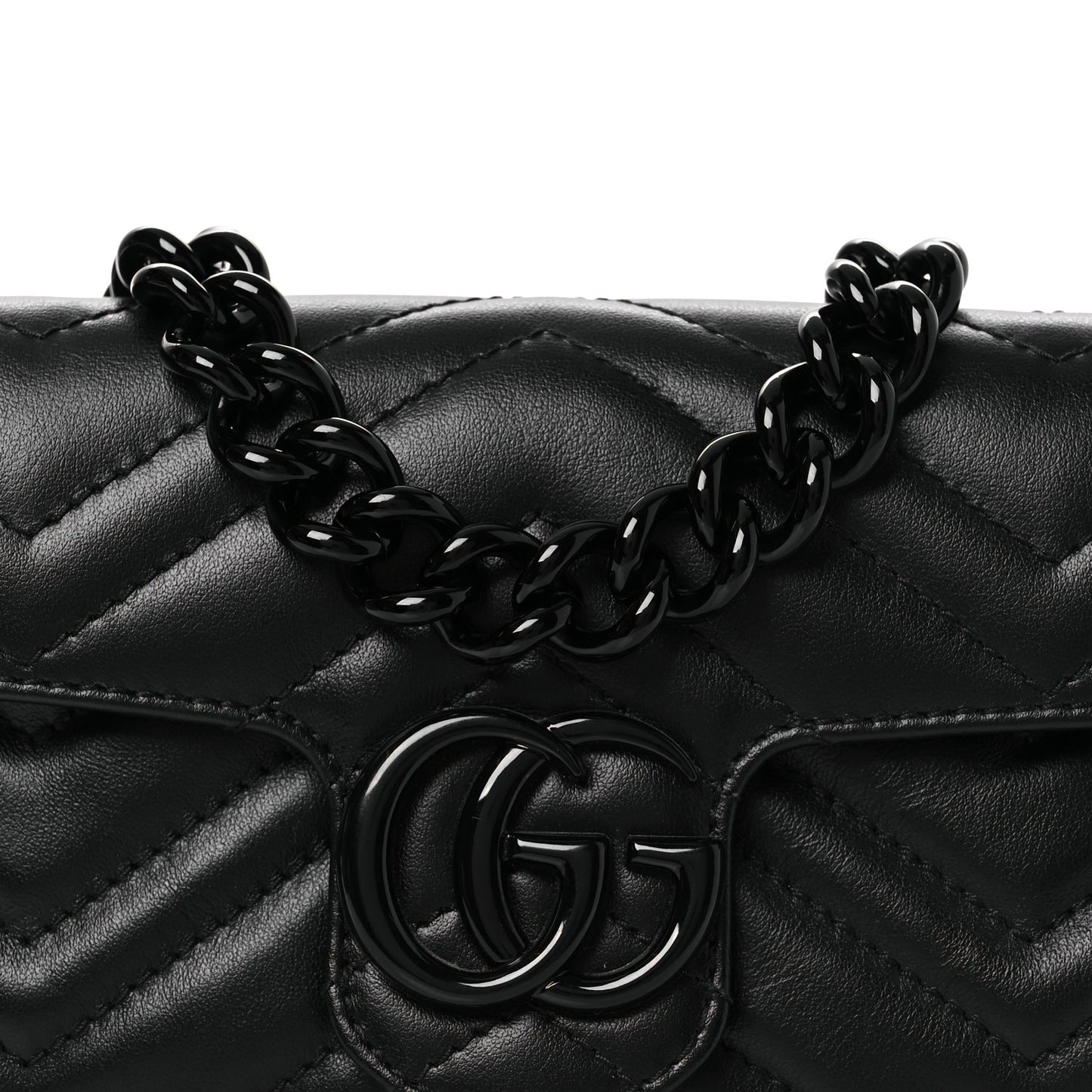 Calfskin Matelasse Monochrome GG Marmont Chain Belt Bag Black